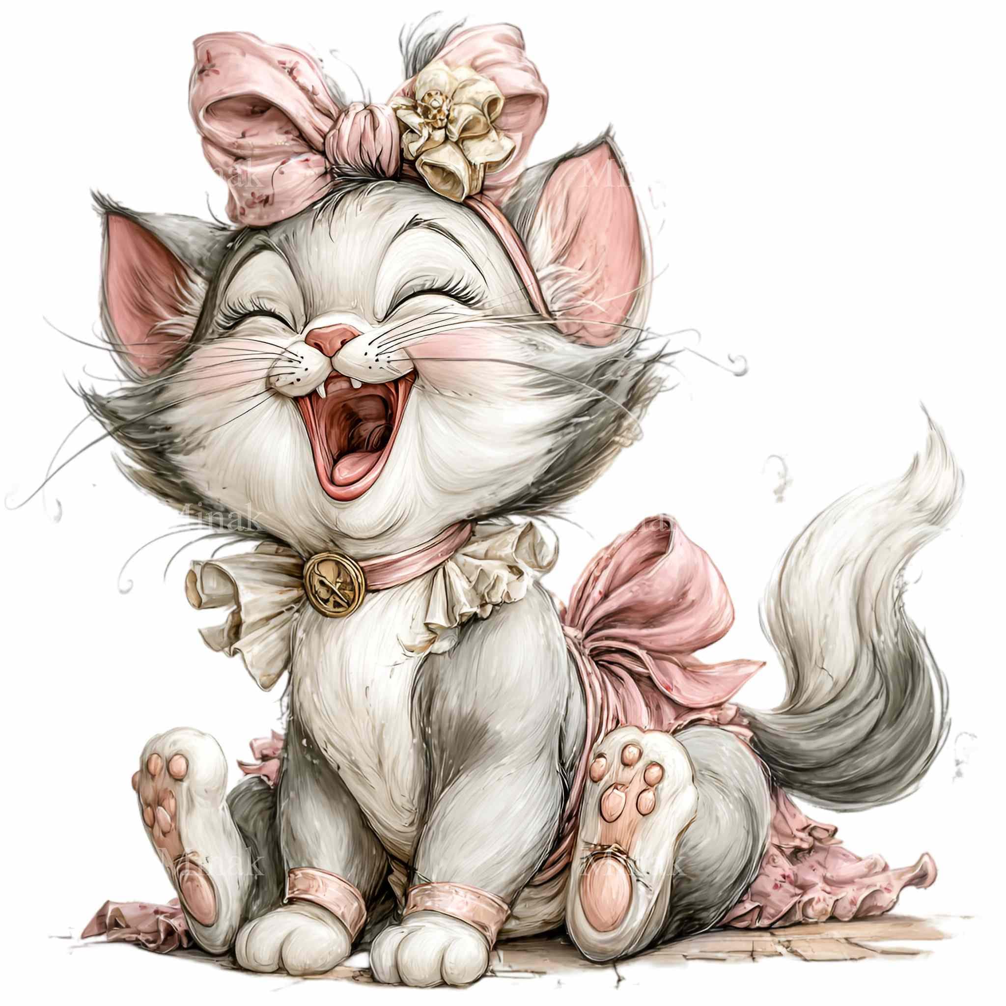 15 PNG Kitten Nursery Clipart – Bow Cat Watercolor Baby Animal ...