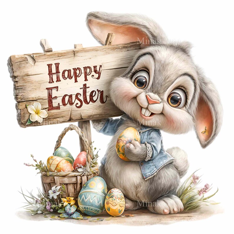 16 PNG Easter Rabbit Clipart, Happy Holiday Bunny Illustration, Spring ...