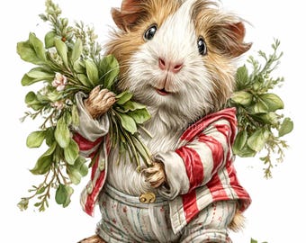 15 PNG Guinea Pig Clipart, Garden Floral Pet Lover Animal Sublimation