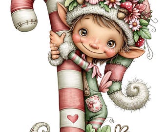 15 PNG Candy Cane Elf Hug Floral Holiday Gnome
