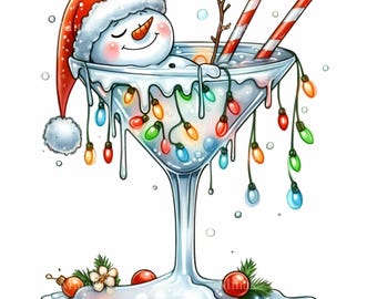 16 PNG Winter Snowman Cocktail Glass Christmas Lights Clipart