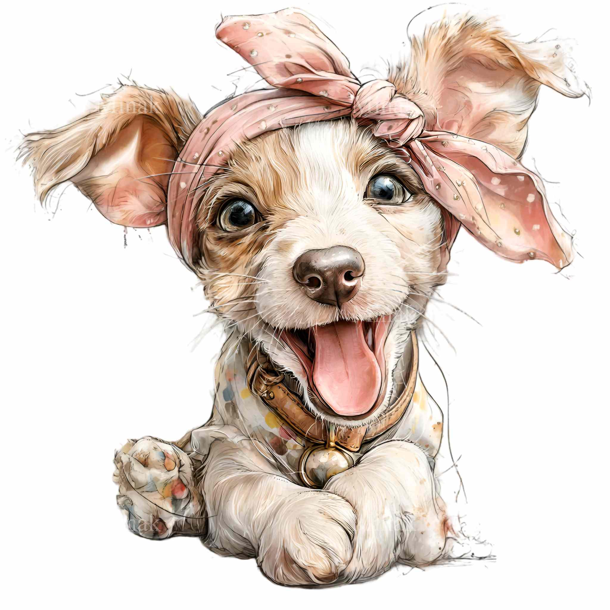 16 PNG Funny Dog Clipart – Happy Puppy Illustration With Bow Jewelry ...