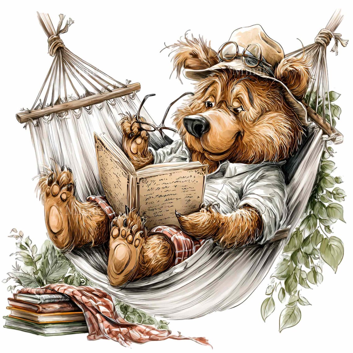 14 PNG Reading Bear Clipart - Cute Animal Hammock Png - Book Lover ...