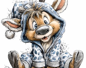 15 PNG Deer Baby Animal Pajamas, Whimsical Sleepy Clipart