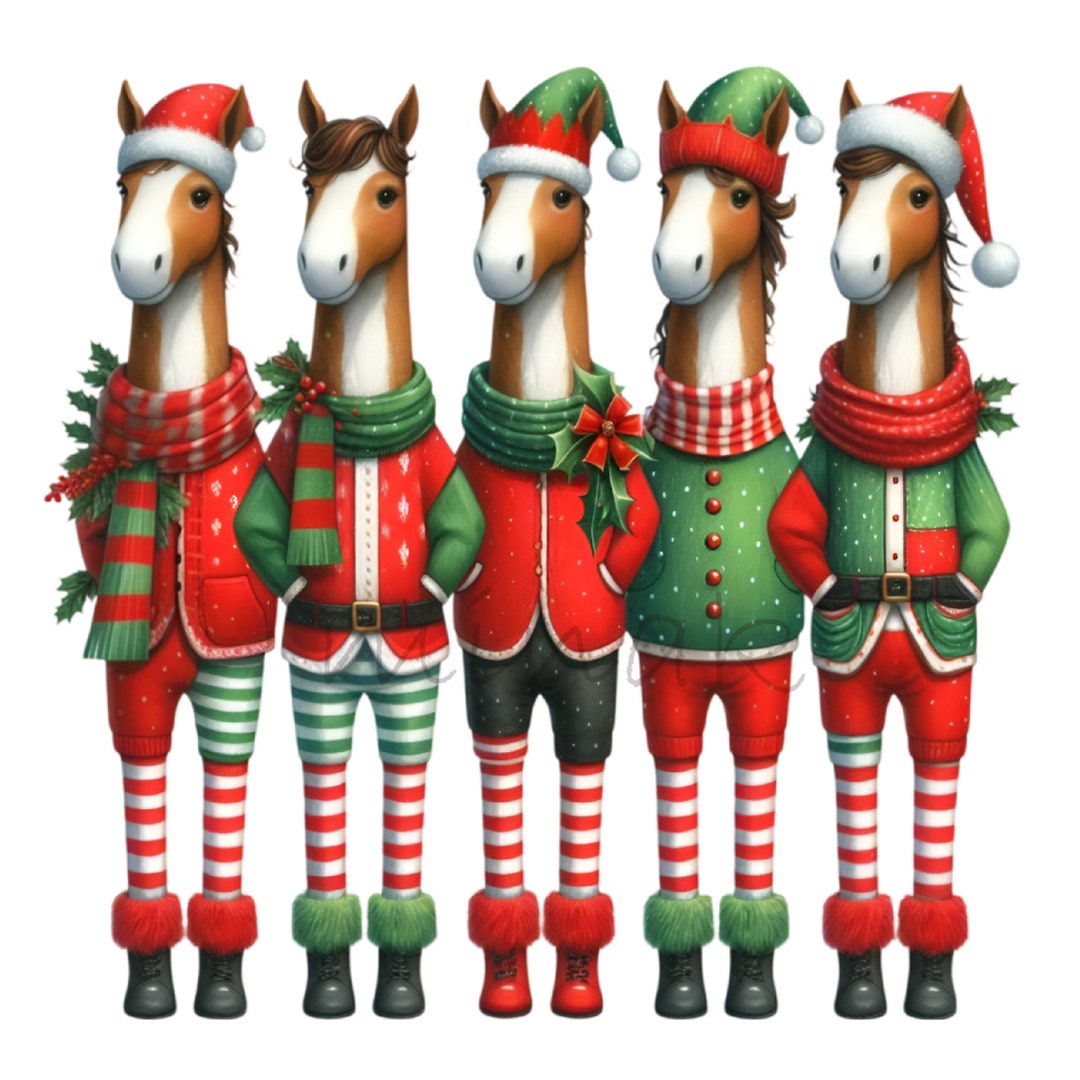 12 Holiday Horses PNG – Christmas Horse Clipart – Festive Animal ...