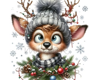 12 PNG Christmas Reindeer Winter Deer Sublimation Design