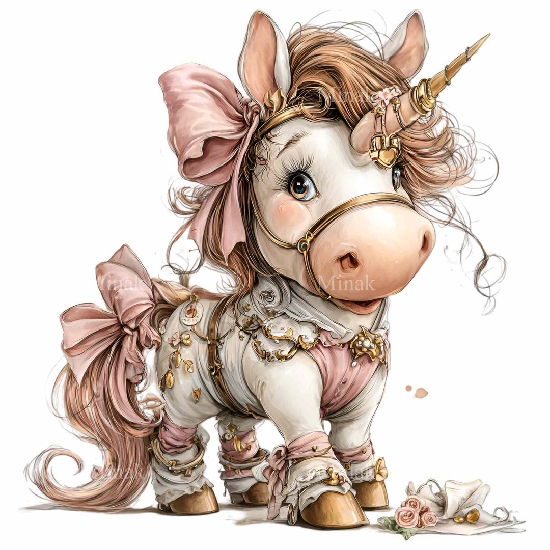 15 PNG Princess Unicorn Clipart, Fantasy Horse Illustration With Bows ...