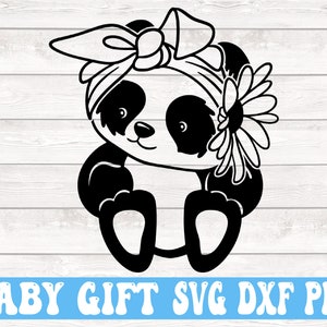Panda Chica Svg,Panda flores Svg,Panda Bandana Svg,Panda Cumpleaños Svg,Panda Fiesta Svg