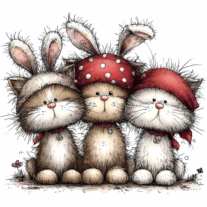 11 PNG Kitten Family Clipart – Bunny Ear Cats Illustration, Valentine ...