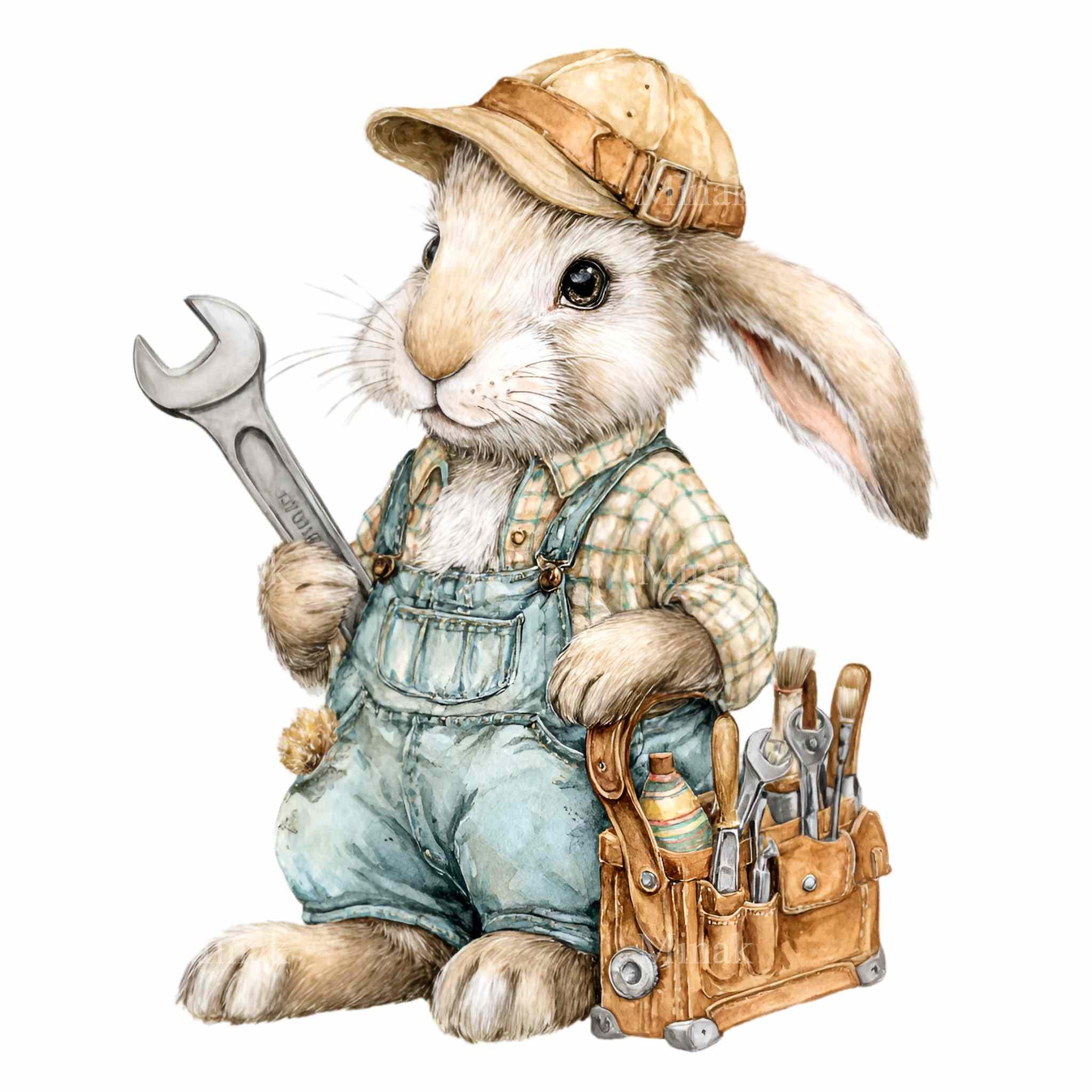 16 PNG Handyman Bunny Clipart – Tool Rabbit Illustration, Father’s Day ...