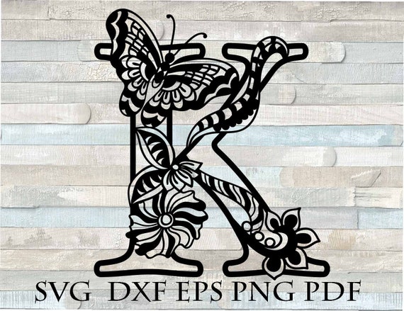 Download K Monogram Letter Mandala Floral Butterfly Svg Etsy