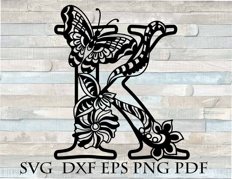Download K Monogram Letter Mandala Floral Butterfly Svg Sewing Fiber Craft Supplies Tools