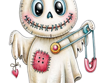 16 cliparts d'Halloween fantômes cousus avec des épingles à nourrice