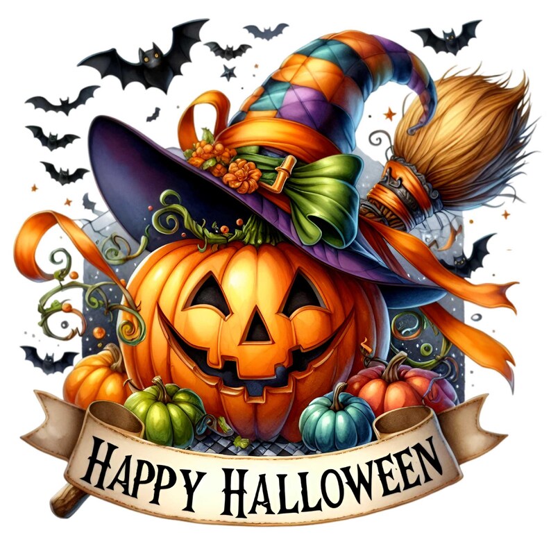 Happy Halloween Pumpkin Clipart PNG 15 Festive Jacko'lantern With