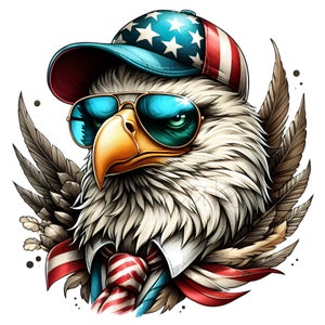 ClipArt dell'Aquila, Clipart di uccelli patriottici americani, 12 ClipArt di bandiera PNG USA