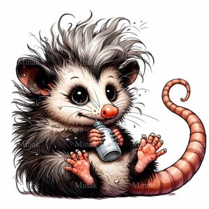 Zarigüeya PNG Clipart - 14 lindas zarigüeyas con botella para proyectos de manualidades