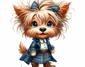 12 PNG Rutig Tartan Hund Skotsk Valp Klänning Clipart