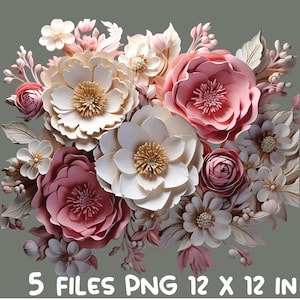 3D bloemen clipart PNG bundel 3D bloemen digitale afdrukbare sublimatie