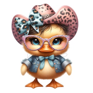 Entlein in Pink Cowgirl-Hut und Gläser PNG Clipart - 10 PNG Perfekt für Fun Crafts und Projekte