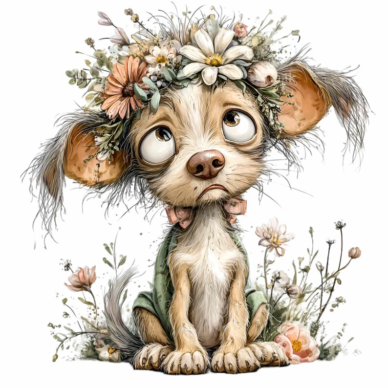 15 PNG Yorkie Floral Puppy Sublimation, Terrier Dog Flower Crown - Etsy