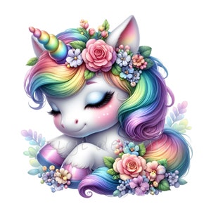 Unicorn Clipart, Birthday Clipart, 15 PNG Unicorn Rainbow Colors Party Invitation Clip Art, Printable, Digital Downloads, Nursery