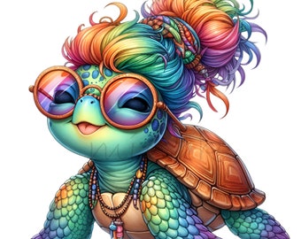 10 Messy Bun Clipart, Regenbogen Clipart, 10 Messy Bun Clipart, Wasserschildkröte, Meerestiere, Schildkröte png