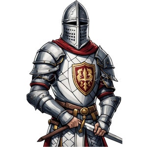 28 PNG Medieval knight clipart – crusader warrior PNG – armored soldier wall art, historical knight print, renaissance fair decor