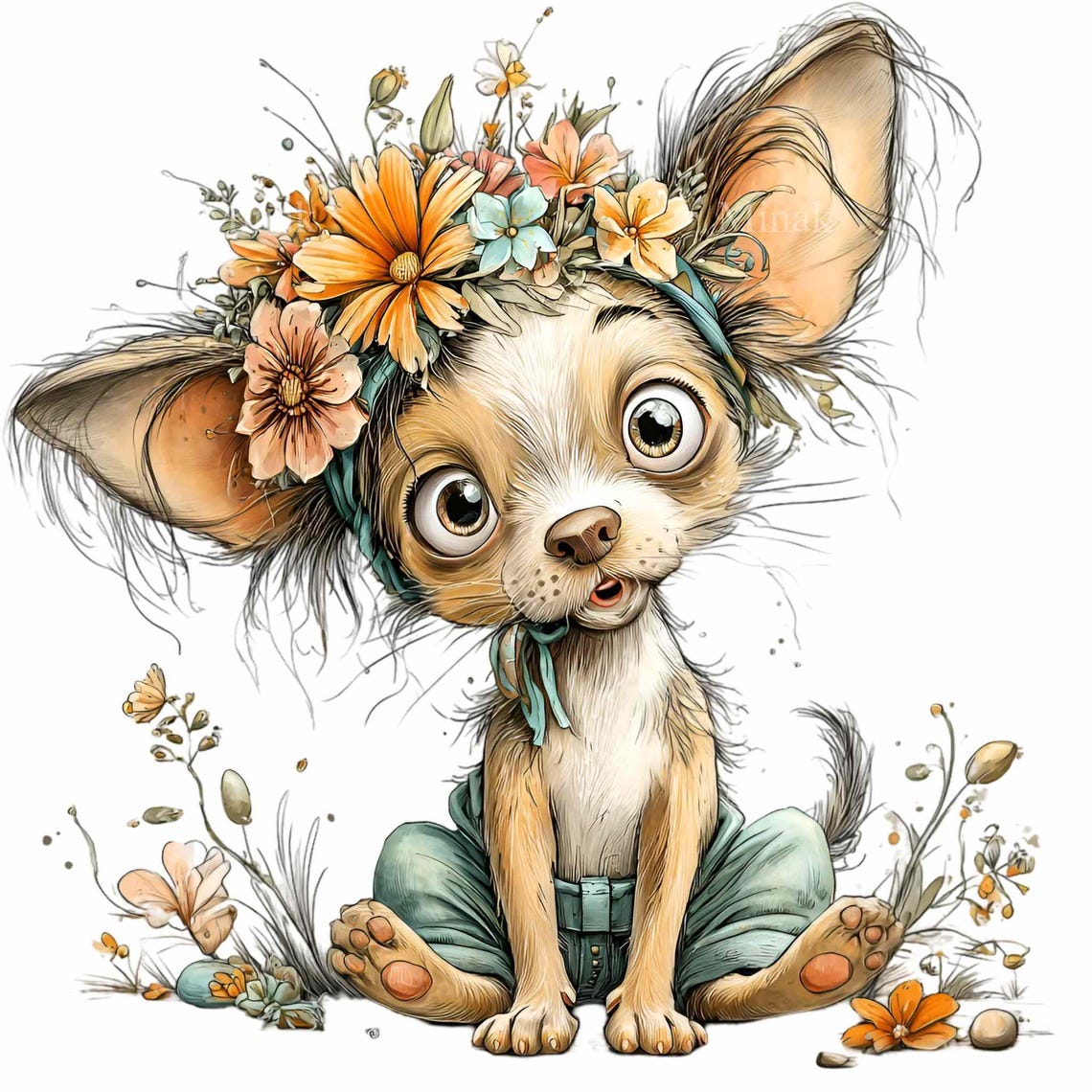 15 PNG Yorkie Floral Puppy Sublimation, Terrier Dog Flower Crown - Etsy