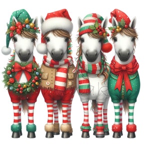 12 PNG Christmas Horses Clipart – Cute Holiday Animal PNG – Festive ...
