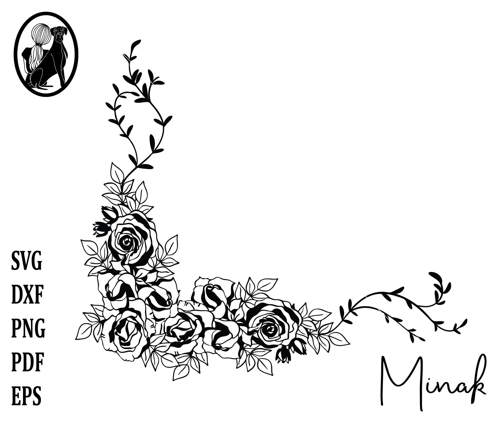 Roses Corner Svg Roses Border Svg Floral Border Svg Flower Etsy Canada