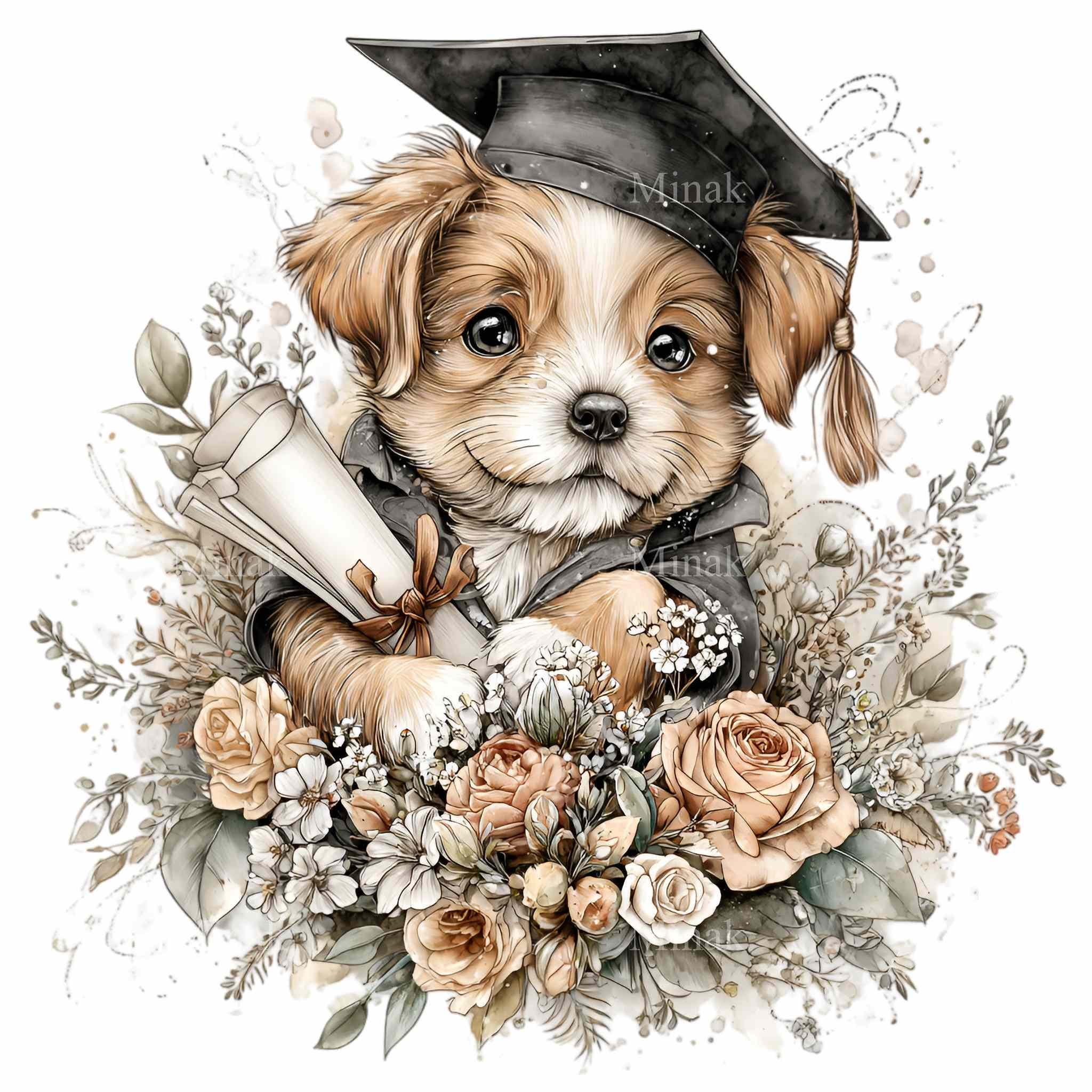 15 PNG Graduation Puppy Clipart, Class of 2026 Senior Dog Diploma ...