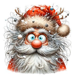 Original Santa Claus 10 PNG Snowy Winter Hat Funny Christmas Kids Cartoon illustration clipart, sublimation graphiques numériques imprimables