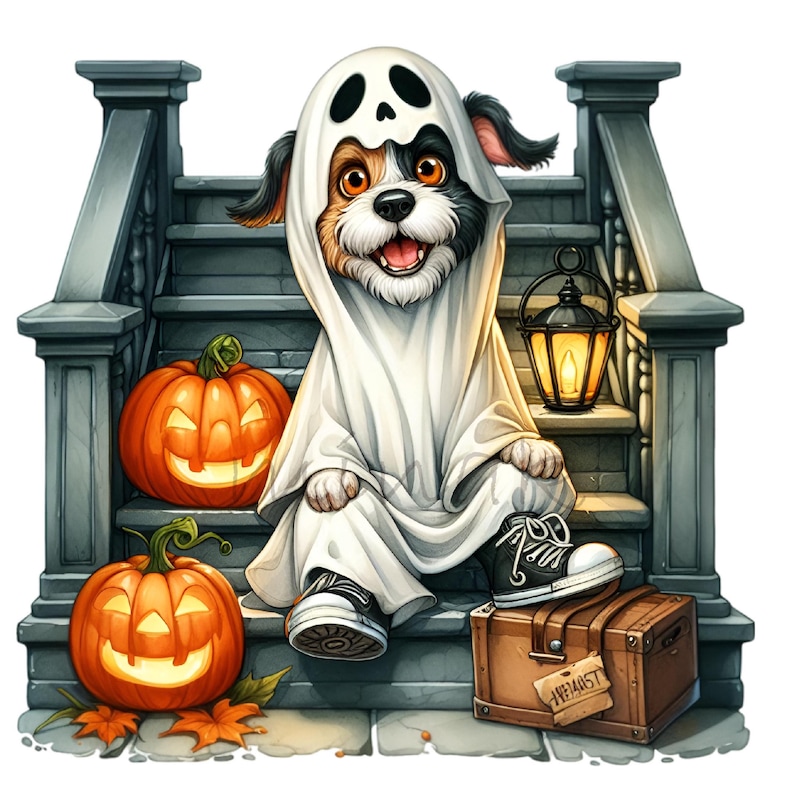 9 PNG Ghost Dog Halloween Husky Clipart, Spooky Pumpkin Art - Etsy