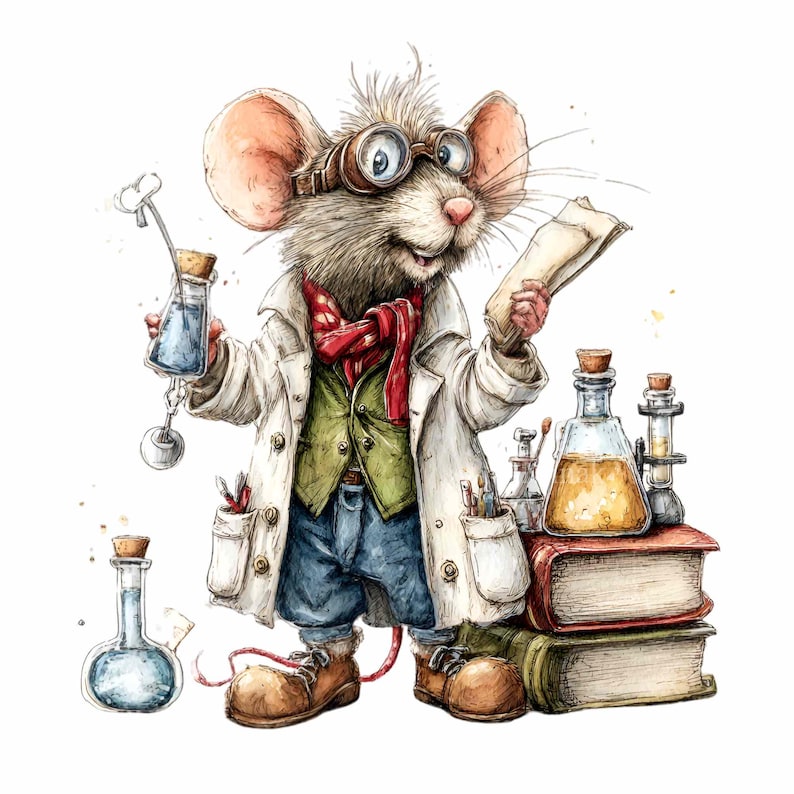 16 PNG Science Mouse Clipart – Cute Scientist Animal PNG – Laboratory ...