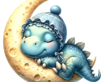 15 imágenes prediseñadas de dinosaurio bebé en forma de luna: un