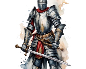 28 PNG Medieval Armored Knight, Sword Warrior Fantasy Clipart