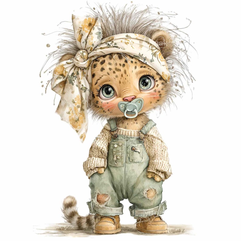 16 PNG Baby Leopard Clipart, Cheetah Pacifier Sublimation, Safari ...