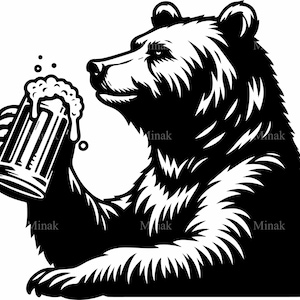 6 SVG-drinkbeer SVG – gesneden bestand bierpul – grappige dieren clipart voor shirts, bardecor en Cricut Crafts