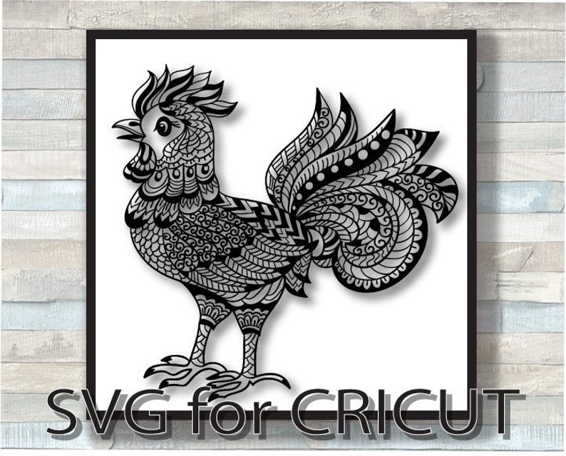 Download Rooster mandala svg rooster zentangle drawing logo design | Etsy