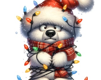 15 Christmas Polar Bear Png, Tangled Tree Light Scarf Holiday Graphic Art
