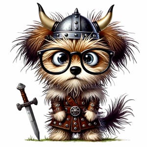 10 PNG Funny Viking Dog – Warrior Puppy PNG Clipart – Cute Animal Illustration for Kids Crafts, Stickers, Cards and Decor