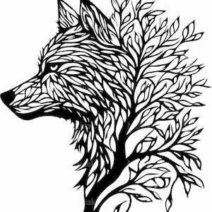 6 Baum Wolf SVG Schnittdatei - Natur inspiriertes Wolf Design für Cricut & Silhouette Projekte