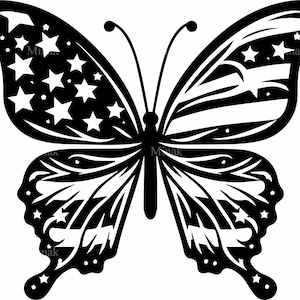 8 SVG Star Flügel Schmetterling SVG - Patriotischer Schmetterling Schnittdatei - Vierter Juli Clipart für Abziehbilder, Bastelarbeiten, Vinyl- und Laser-Projekte