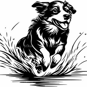 4 SVG Laufender Hund Splash SVG - Glückliches Haustier Schnittdatei - Energetisches Welpen-Design für Hundeliebhaber-Shirts, Vinyl-Aufkleber und Bastelprojekte