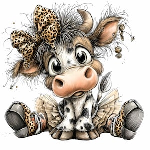 15 PNG Leopard rosett ko clipart – Söt kalv PNG – Digital nedladdning för barnrumskonst, barnfestdekorationer, inbjudningar, scrapbooking, DIY-pyssel