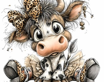 15 PNG PNG Kuh Kuh Clipart - süßes Kalb PNG - digitaler Download für Kinderzimmer Kunst, Kinder-Party Dekor, Einladungen, Scrapbooking, DIY Handwerk