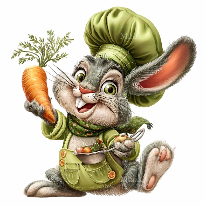 15 PNG Chef Bunny Clipart, Rabbit Baker Sublimation, Carrot Garden ...