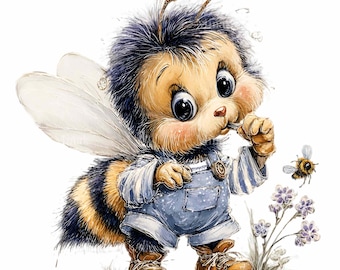 17 PNG Bumblebee Clipart, Busy Little Honey Bee, Overalls Insect Sublimation
