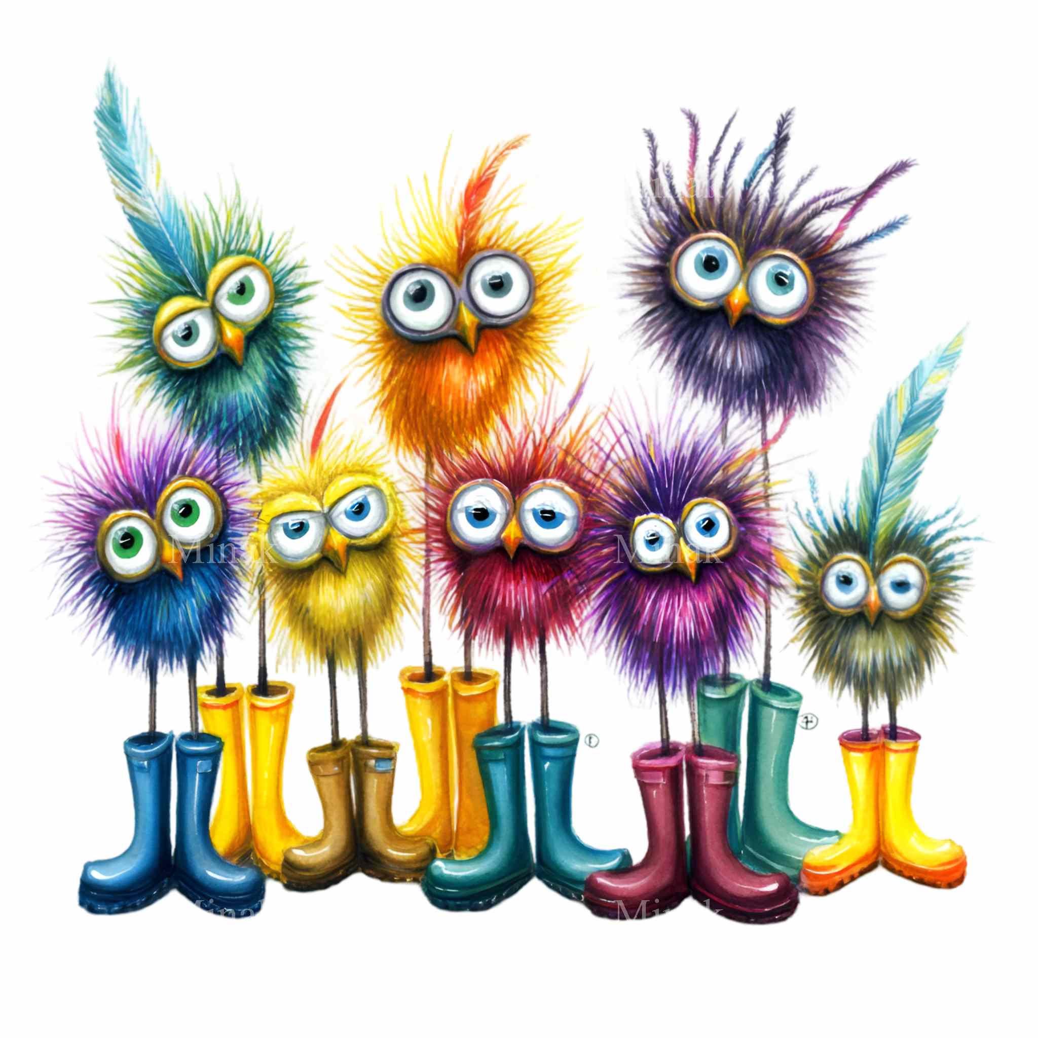 16 PNG Owl Clipart Colorful Illustration &ndash; Whimsical Bird Set for Nursery Kids Decor Printable