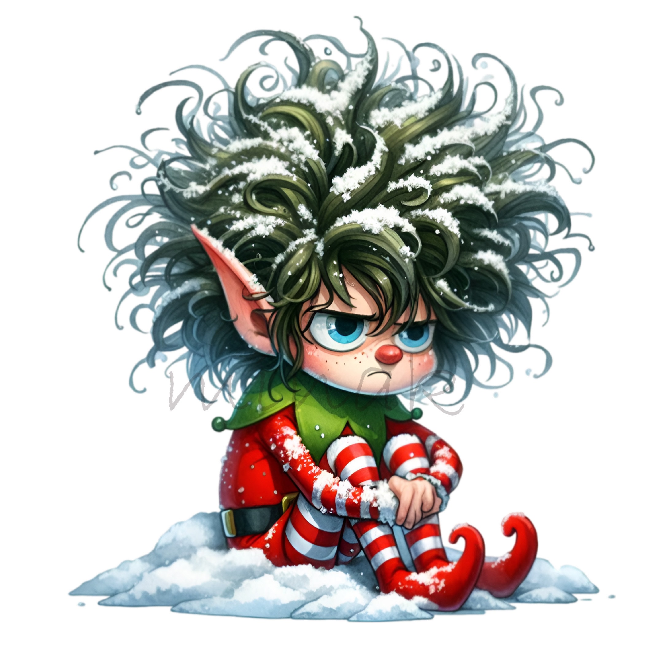 15 PNG Grumpy Christmas Elf Clipart – Snow-covered Elf PNG – Funny ...